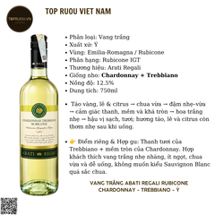 Rượu Vang Trắng Abati Regali Rubicone - Ý - Chardonnay Trebbiano - 12,5% - 750ml