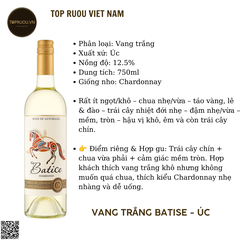 Rượu Vang Trắng Batise - Úc - Blended - 13% - 750ml