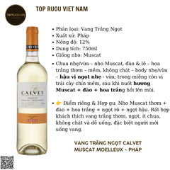 Rượu Vang Ngọt Trắng Calvet Muscat Moelleux - Medium Sweet - Pháp - Muscat - 12% - 750ml