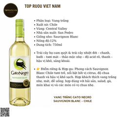 Rượu Vang Trắng Gato Negro - Chile - Sauvignon Blanc - 12% - 750ml