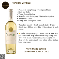 Rượu Vang Trắng Genesis - Chile - Sauvignon Blanc - 12,5% - 750ml
