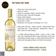 Rượu Vang Trắng Kidia Classico - Chile - Sauvignon Blanc - 12,5% - 750ml