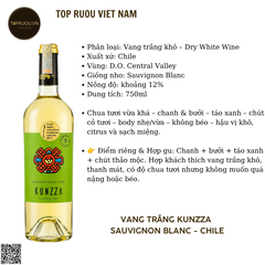 Rượu Vang Trắng Kunzza - Chile - Sauvignon Blanc - 12% - 750ml