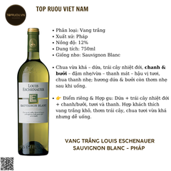 Rượu Vang Trắng Louis Eschenauer - Pháp - Sauvignon Blanc - 12% - 750ml