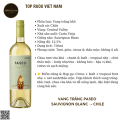 Rượu Vang Trắng Paseo - Chile - Sauvignon Blanc - 12,5% - 750ml