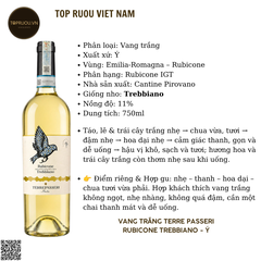 Rượu Vang Trắng Terre Passeri Rubicone Trebbiano - Ý - Trebbiano - 11% - 750ml