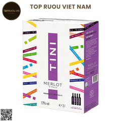 Rượu Vang Túi Đỏ Tini Merlot BIB - Ý - Merlot - 11.5% - 3000ml