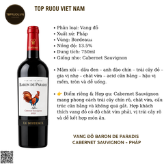 Vang Đỏ Baron De Paradis - Pháp - Cabernet Sauvignon - 13,5% - 750ml
