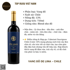 Vang Đỏ De Lima - Chile - Cabernet Sauvignon - 13% - 750ml