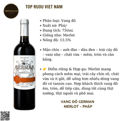 Vang Đỏ German - Pháp - Merlot - 13,5% - 750ml