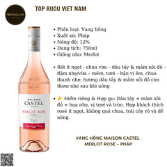 Vang Hồng Maison Castel Merlot Rose, IGP d'Oc - Pháp - Merlot - 12% - 750ml