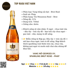 Vang Nổ Georges XV Sparkling Brut Rose - 750ml - 11%- Blend - Pháp (Ngọt)