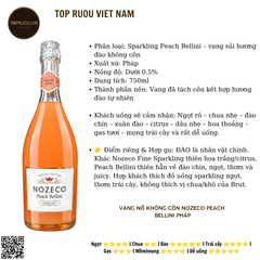 Rượu Vang Nổ Nozeco Peach Bellini - Pháp - Blended - 0% - 750ml