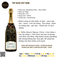 Vang Nổ Maison Castel Cuvee Blanche Blanc De Blancs Sparkling Brut (Limited Edition) - Pháp - Chardonnay - 12% - 750ml