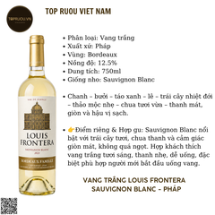 Vang Trắng Louis Frontera - Pháp - Sauvignon Blanc - 12,5% - 750ml