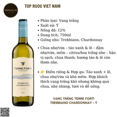 Vang Trắng Terre Forti Trebbiano Chardonnay - Ý - 12% - Trebbiano, Chardonnay - 750ml