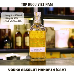 Vodka Absolut Mandrin (Cam) - 1000ml - 40% - Thụy Điển