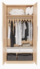 Tủ Quần Áo Gỗ MDF 2 Cánh Tay Nắm