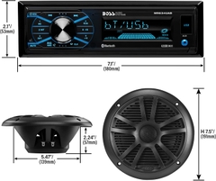Dàn Loa Chống Nước Cho Tàu Cano , Hãng Boss Gồm Máy Phát Nhạc 12V Model: MR634UAB, và 2 Cặp Loa (4 cái) Model MR6B, 200W MAX