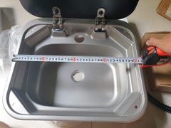 Chậu Rửa Tay SINK , Lavabo Thép Không Gỉ Inox 304 có vòi 42x37x14