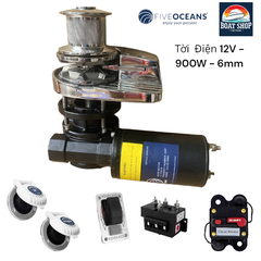 Tời điện Five Oceans 12V C912C-6MM DIN766, Công Suất 900W Cho Tàu Cano Du Thuyền