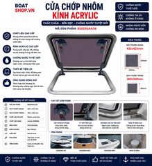 Cửa Chớp Nhôm, Kính Acrylic , Kích thước ngoài 425x425mm, kích thước trong 360x360mm, mã BS0095AA36 Hàng mới 100%