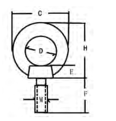 Mũi Trâu Tròn Eye Bold ZB6701-6, M16, Ma ní Inox 316 cho tàu cano