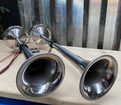 Kèn Đôi Dạng Trumpet Cho tàu Cano, Chất Liệu Inox 304 , Kích Thước 390/475mm , Điện Áp 12/24V tùy chọn
