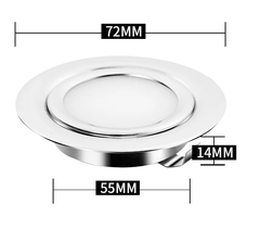 Đèn Ốp Cabin 12V, Chất Liệu Thép Không Gỉ Inox, Đường Kính 72mm