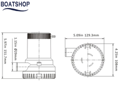 Bơm nước lườn không tự động, mã: SFBP2-G2000-01, điện áp: 24V, lưu lượng 2000 GPH, ống 29mm
