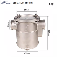 Lọc Rác Nước Biển , Chất Liệu Inox 316L Không Gỉ Dùng Lọc Rác Nước Biển Cho Tàu Thuyền , Đường Kính Ống 32mm, 46mm, 60mm