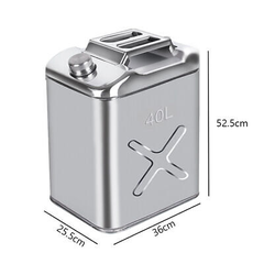 Thùng Xăng Dự Phòng Inox, Chất Liệu Thép Không Gỉ Inox 304, Dung Tích 40L, Kích Thước 365x260x530, Mã S80308-40L