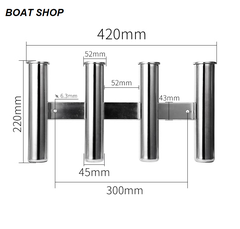 Ống Cắm Cần Câu Inox 316, Loại 4 Ống, Đường Kính 50mm, Dài 420mm, Mã S30556-2