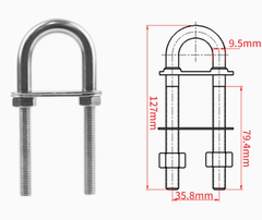 Móc Tàu Hình Chữ U, Chất Liệu INOX 316, M10, U-bolt, 10mm x 130mm,