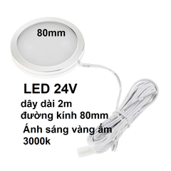 24V Đèn Ốp Trần mini 24V LED Sáng Vàng Ấm 3000K, đường kính 80mm, dày 8.2mm