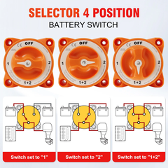Công Tắc Ắc Quy Đôi 3 cọc tiếp điểm Loại Lớn, Cho Tàu Thuyền Cano, Xe Hơi, 12/24V