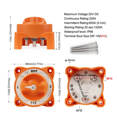 Công Tắc Ắc Quy Đôi 3 cọc tiếp điểm Loại Lớn, Cho Tàu Thuyền Cano, Xe Hơi, 12/24V