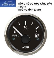 Đồng Hồ Đo Mức Xăng Dầu, Chất Lỏng, Điện 12/24V Đường Kính 52mm, Màu Đen
