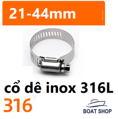 Cổ Dê Inox 316, Kích Thước  D: 21-44mm W: 12.7mm T: 0.6mm