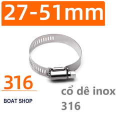 Cổ Dê Inox 316, Kích Thước D: 27-51mm, W: 12.7mm T: 0.6mm