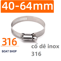 Cổ Dê Inox 316, Kích Thước  D: 40-64mm W: 12.7mm T: 0.6mm
