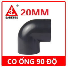 Co 90 độ, Màu đen bóng, Hãng Sanking, Chất liệu U-PVC Phi 20, 25, 32, 40, 50, 63,90,110,140 Chuyên Cho Hồ Cá