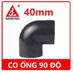Co 90 độ, Màu đen bóng, Hãng Sanking, Chất liệu U-PVC Phi 20, 25, 32, 40, 50, 63,90,110,140 Chuyên Cho Hồ Cá
