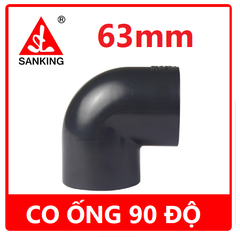 Co 90 độ, Màu đen bóng, Hãng Sanking, Chất liệu U-PVC Phi 20, 25, 32, 40, 50, 63,90,110,140 Chuyên Cho Hồ Cá