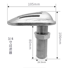 (Ren Ngoài 27mm, Trong 19.0mm) Con Sò Nước Thông Đáy Tàu Lấy Nước Inox 316, Đường kính ống Trong 3/4 inch , Mã S30645-3