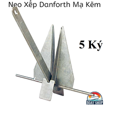 Neo Xếp 5Kg Danforth Thép Mạ Kẽm, Cho Tàu Cano, Nặng 5kg, Tặng Kèm Dây 20 mét, Mã BS30858-5