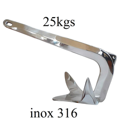Mỏ Neo Bruce Inox 316 Mài Bóng , Cho Tàu Cano nặng 25Kg