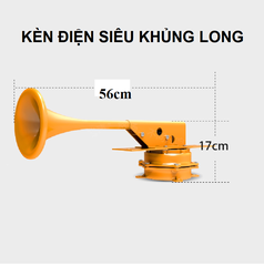 Còi Điện 24V Màu Vàng Siêu TO , Loại Lớn Cho Xe Tải, Tàu Sà Lan 128dB, Dài 56cm, Mã BS560