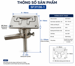 Khóa Nắp Hầm Chữ Nhật, Chất Liệu Inox 316L, kích Thước 96x76mm, Mã SF31136-1 , NSX Boat Shop Marine, Hàng Mới 100%