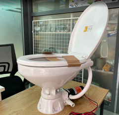 Bồn cầu điện Toilet Điện dùng cho tàu Cano, Bệ Lớn, Chất Liệu Sứ